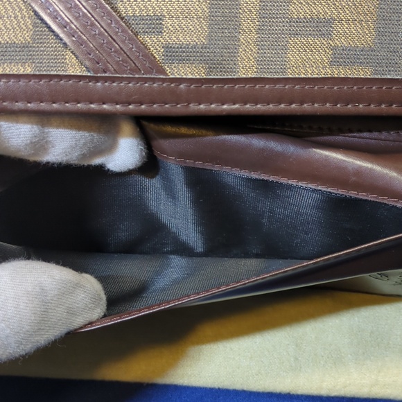 Vintage Fendi Brown/Gold Zucca Continental Wallet / FFCharm/CheckBook Insert$250 - Picture 5 of 14